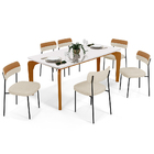 Mesa Jantar Capri 160cm Off White 6 Cadeiras Melina B05 Linho
