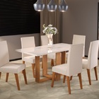 Mesa Jantar Com 6 Cadeiras Tampo Vidro  Tradição Milao Mel /