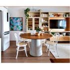 Mesa Jantar Cone 6 Lugar Madeira Freijo Redonda 124cm Branco