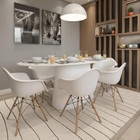 Mesa Jantar Cone 6a8 Lugar Madeira Laq. Bca Oval 122x198cm Br