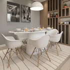 Mesa Jantar Cone P/8a10cad.madeira Laq.bca Oval 137x244cm Bra