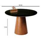 Mesa Jantar Cone Verniz Tampo Redondo Laca Com Vidro 80cm  -