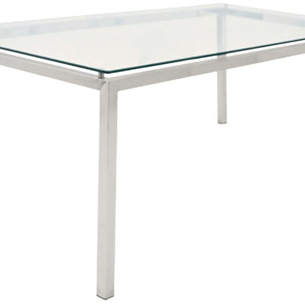 Mesa Jantar Dakot Retangular Tampo Vidro Base Cromada 190cm -