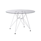 Mesa Jantar De Vidro Redonda 90cm Com Ferro Branco - Up Home