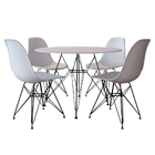 Mesa Jantar Eames De Ferro Preto Tampo Redondo Branco 110cm 4