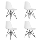 Mesa Jantar Eames De Ferro Preto Tampo Redondo Branco 110cm 4