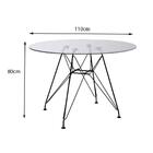 Mesa Jantar Eames De Ferro Preto Tampo Redondo Vidro 110cm 4