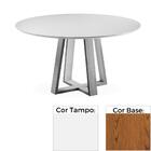 Mesa Jantar Emilly Maitê Redonda 120 Cm Tampo Madeira Vidro C