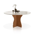 Mesa Jantar Jade Redonda Luxo Tampo Off Com Vidro Pé X Mdf