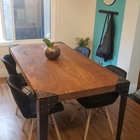 Mesa Jantar Madeira Pés De Ferro Estilo Industrial 2,10 Mts