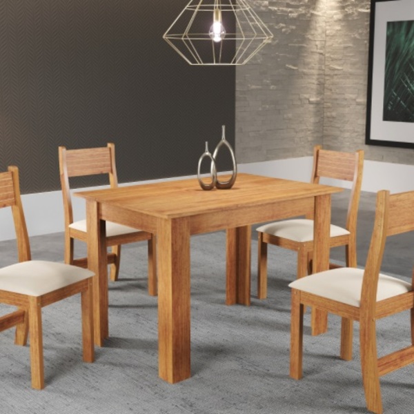 Mesa Jantar Palace Viero Com 4 Cadeiras Veludo Mel
