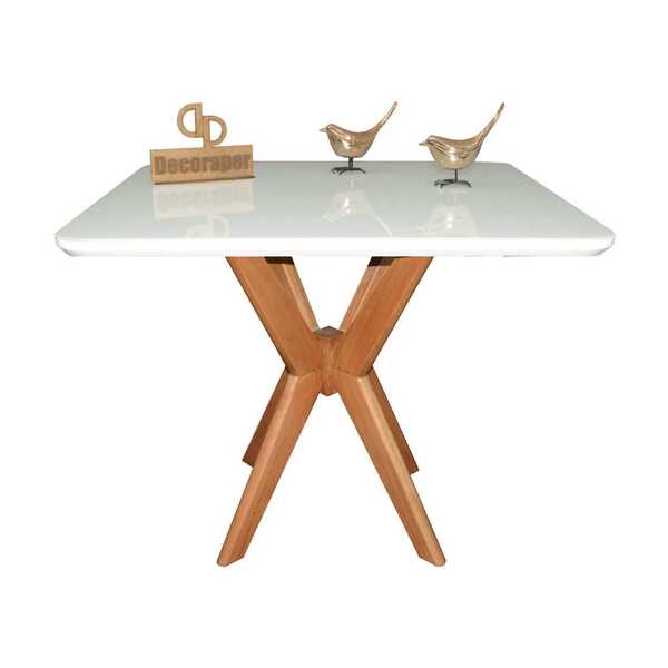 Mesa Jantar Pandora Tampo Quadrado Laca Com Vidro 100cm - Bra