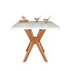 Mesa Jantar Pandora Tampo Quadrado Laca Com Vidro 80cm Branco