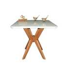 Mesa Jantar Pandora Tampo Quadrado Laca Com Vidro 80cm - Off
