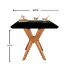 Mesa Jantar Pandora Tampo Quadrado Laca Com Vidro 80cm - Preto