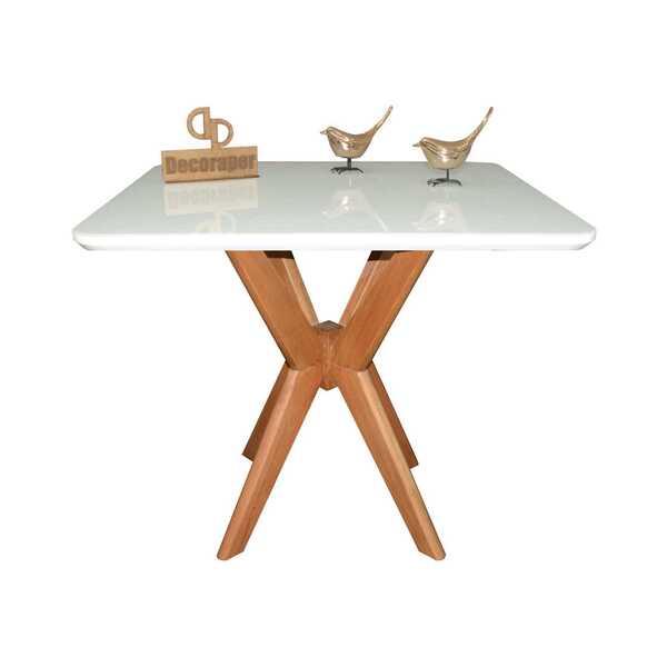 Mesa Jantar Pandora Tampo Quadrado Laca Com Vidro 90cm - Bran