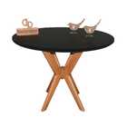 Mesa Jantar Pandora Tampo Redondo Laca Com Vidro 110cm - Preto