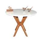 Mesa Jantar Pandora Tampo Redondo Laca Com Vidro 80cm - Branco