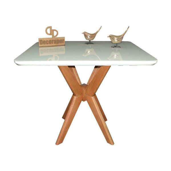 Mesa Jantar Pandora Tampo Retangular Laca Com Vidro 120x80cm