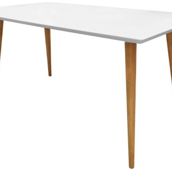 Mesa Jantar Pés Palito Retangular Laqueada Com Vidro 100x70 -