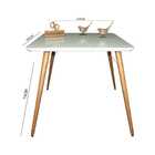 Mesa Jantar Pés Palitos Tampo Quadrado Vidro Laqueado 140cm -
