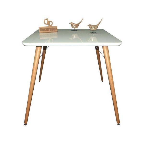 Mesa Jantar Pés Palitos Tampo Quadrado Vidro Laqueado 140cm O