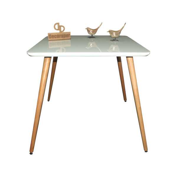 Mesa Jantar Pés Palitos Tampo Quadrado Vidro Laqueado 70cm -
