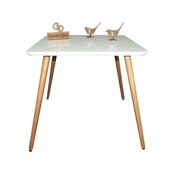 Mesa Jantar Pés Palitos Tampo Quadrado Vidro Laqueado 70cm -