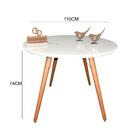 Mesa Jantar Pés Palitos Tampo Redondo Vidro Laqueado 110cm Br