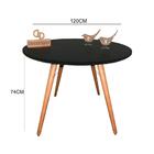 Mesa Jantar Pés Palitos Tampo Redondo Vidro Laqueado 120cm Pr