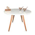 Mesa Jantar Pés Palitos Tampo Redondo Vidro Laqueado 130cm Br