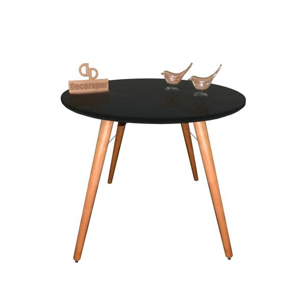 Mesa Jantar Pés Palitos Tampo Redondo Vidro Laqueado 80cm