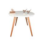 Mesa Jantar Pés Palitos Tampo Redondo Vidro Laqueado 80cm