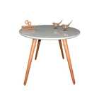 Mesa Jantar Pés Palitos Tampo Redondo Vidro Laqueado 90cm - O