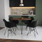 Mesa Jantar Redonda 90cm Amêndoa Clips 3 Pés Com 4 Poltronas