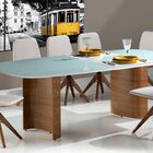 Mesa Jantar Retangular Berge Madeira Tampo Vidro Branco 4/6 L