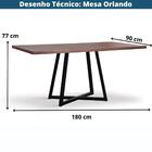 Mesa Jantar Retangular Orlando Industrial Daf Móveis 180 X 90