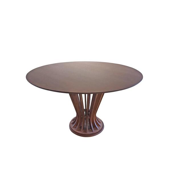 Mesa Jantar Roncalli Napoli Redonda Lâmina De Madeira