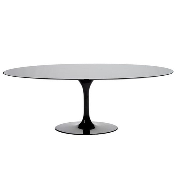 Mesa Jantar Saarinen Madeira Laq.preta Oval 90x160cm Preto