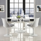Mesa Jantar Saarinen Nanoglass Oval 100x180cm Branco