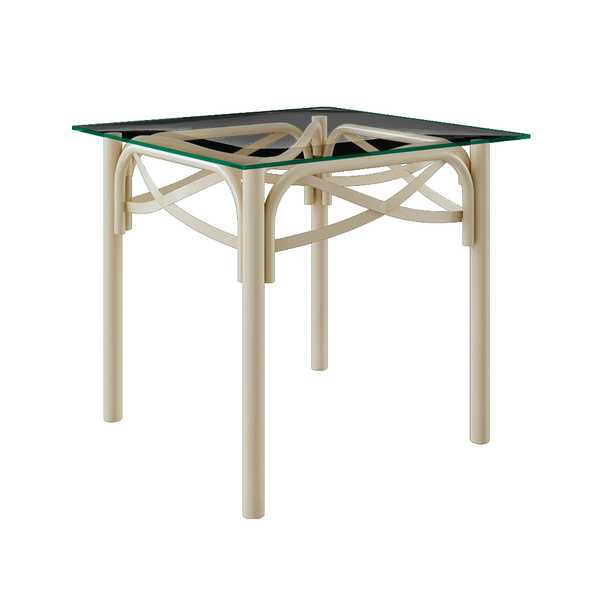 Mesa Katrina Off White Quadrada Tampo De Vidro 90 Cmasturias