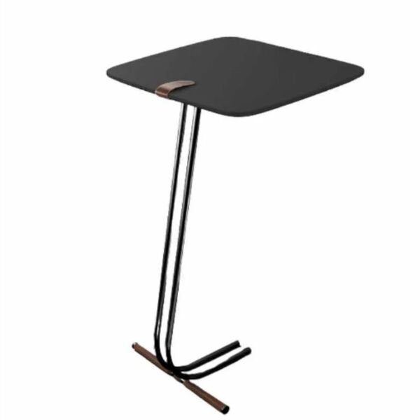 Mesa L50 Lateral Aproximação Sofá Preta Base Preta