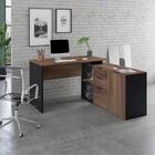 Mesa L Diretor Escritório Home Office 150x150 Marrom Preto