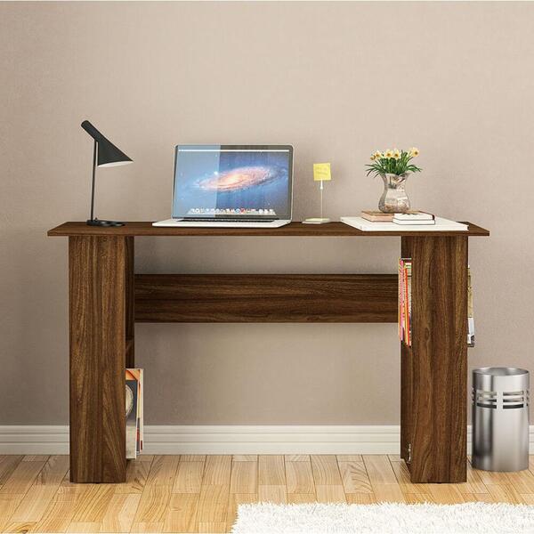 Mesa Lapa Para Escritório Com 4 Nichos Nas Laterais - Imbuia