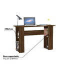 Mesa Lapa Para Escritório Com 4 Nichos Nas Laterais - Imbuia