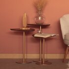 Mesa Lateral Afrodite Paleta Base De Aço Inoxidável 55cm Dour