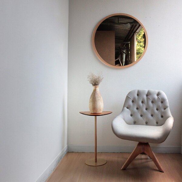 Mesa Lateral Afrodite Paleta Base De Aço Inoxidável 65cm Dour