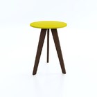 Mesa Lateral Alba Retrô Amarelo Laca E Café Para Recepção Sal