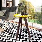 Mesa Lateral Alba Retrô Amarelo Laca E Café Para Recepção Sal