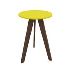 Mesa Lateral Alba Retrô Amarelo Laca E Café Para Recepção Sal